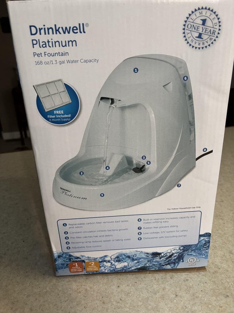 PetSafe Drinkwell Platinum Cat Water Fountain, 168 oz/5L, Grey customer photo 1