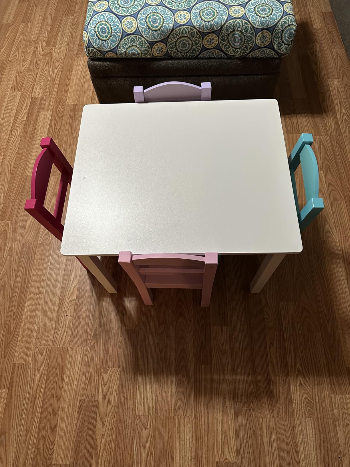 Humble Crew Kids Wooden Table and 4 Chairs Set, Natural/Primary - Kids Table and Chair Set for Toddlers and Children for Arts, Crafts, and Snack Time - Sturdy, Durable Toddler Activity Table customer photo 1