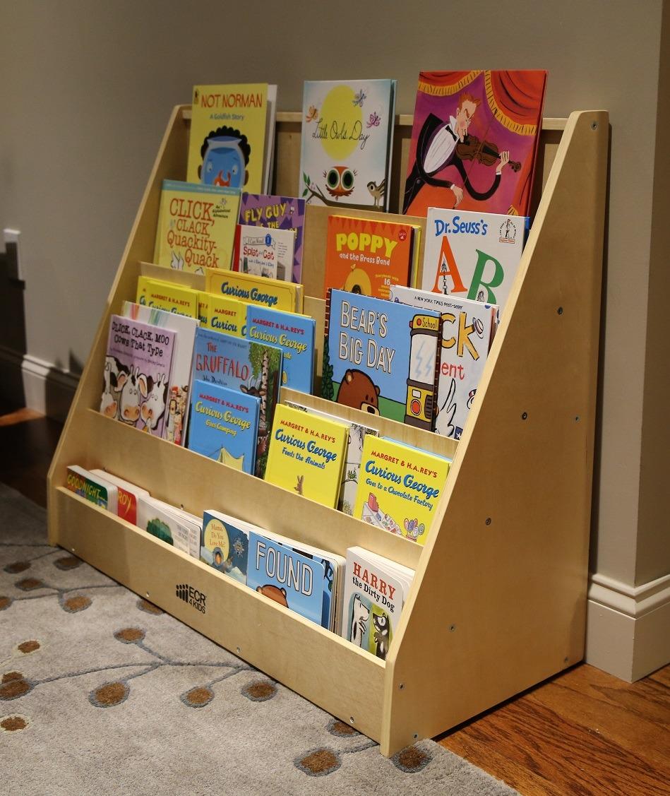 ECR4Kids 5-Shelf Wooden Book Display, Single-Sided Bookshelf, Natural customer photo 2