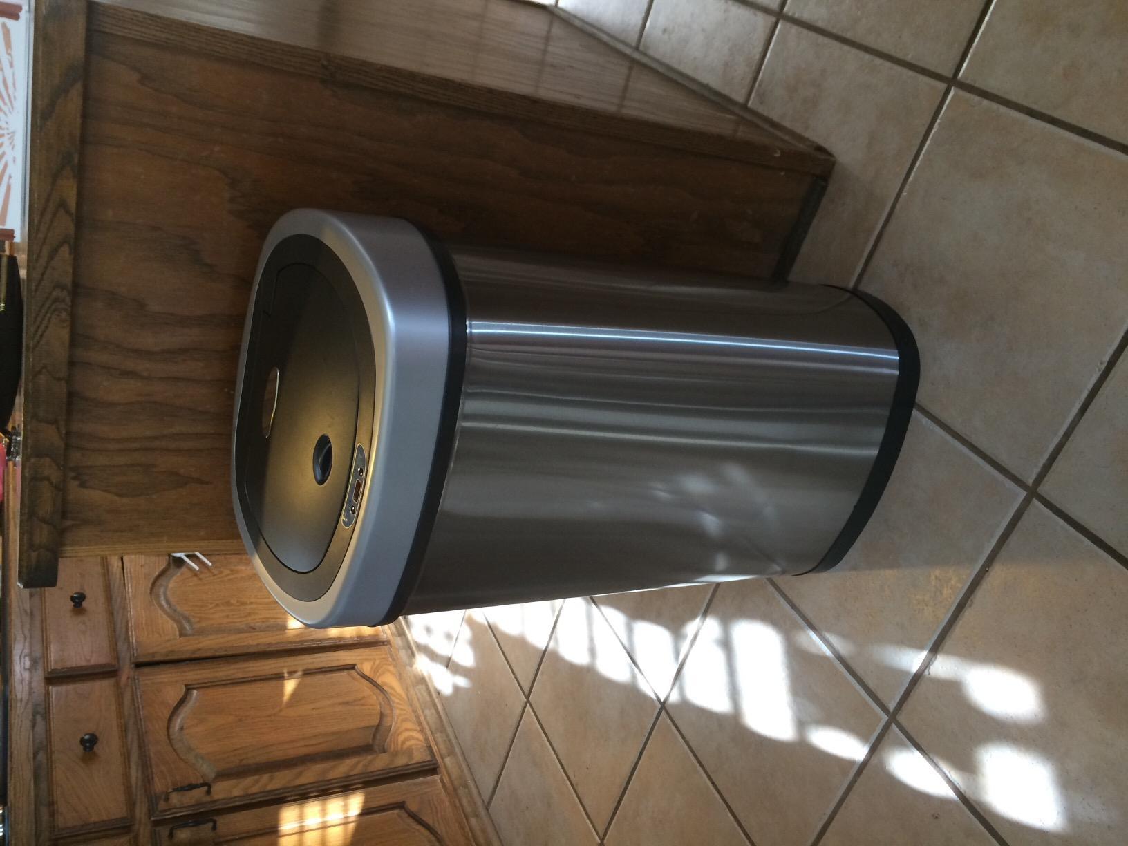Ninestars 13 Gallon Oval Automatic Trash Can, 50L Touchless Motion Sensor Kitchen Garbage Can with Odor-Sealing Black Lid, Silver Stainless Steel customer photo 2