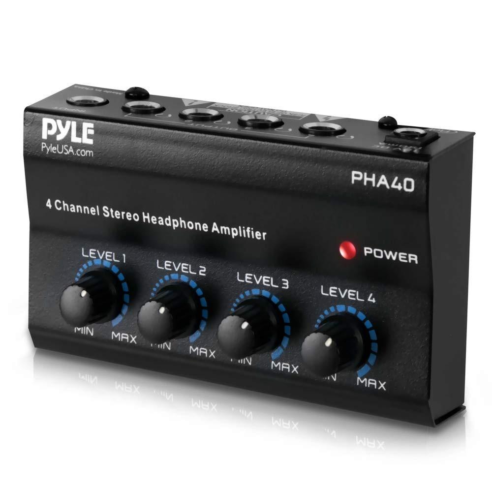 4-Channel Portable Stereo Headphone Amplifier - Professional Multi Channel Mini Earphone Splitter Amp w/ 4 ¼