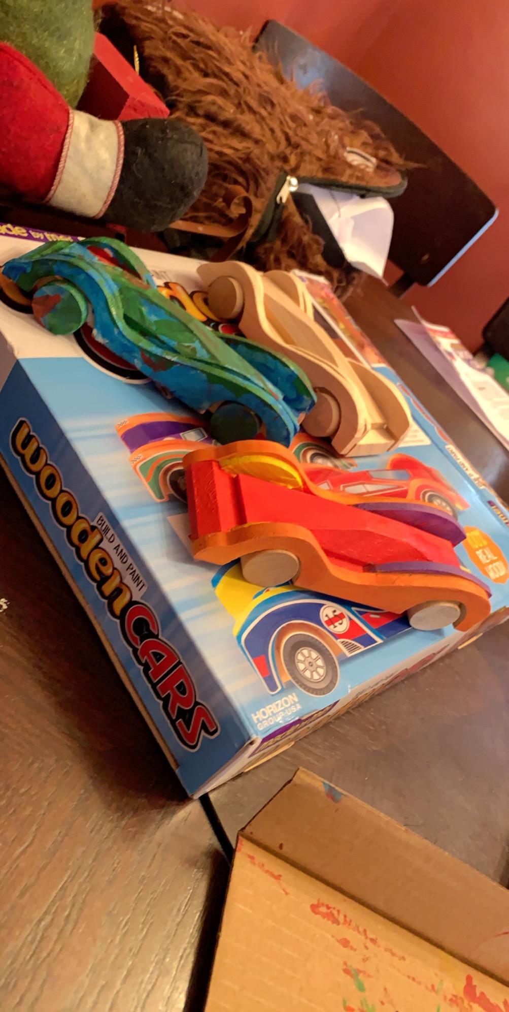 Made By Me Build & Paint Your Own Wooden Toys, DIY Wood Craft Kit, Easy to Assemble, 3 Cars customer photo 2