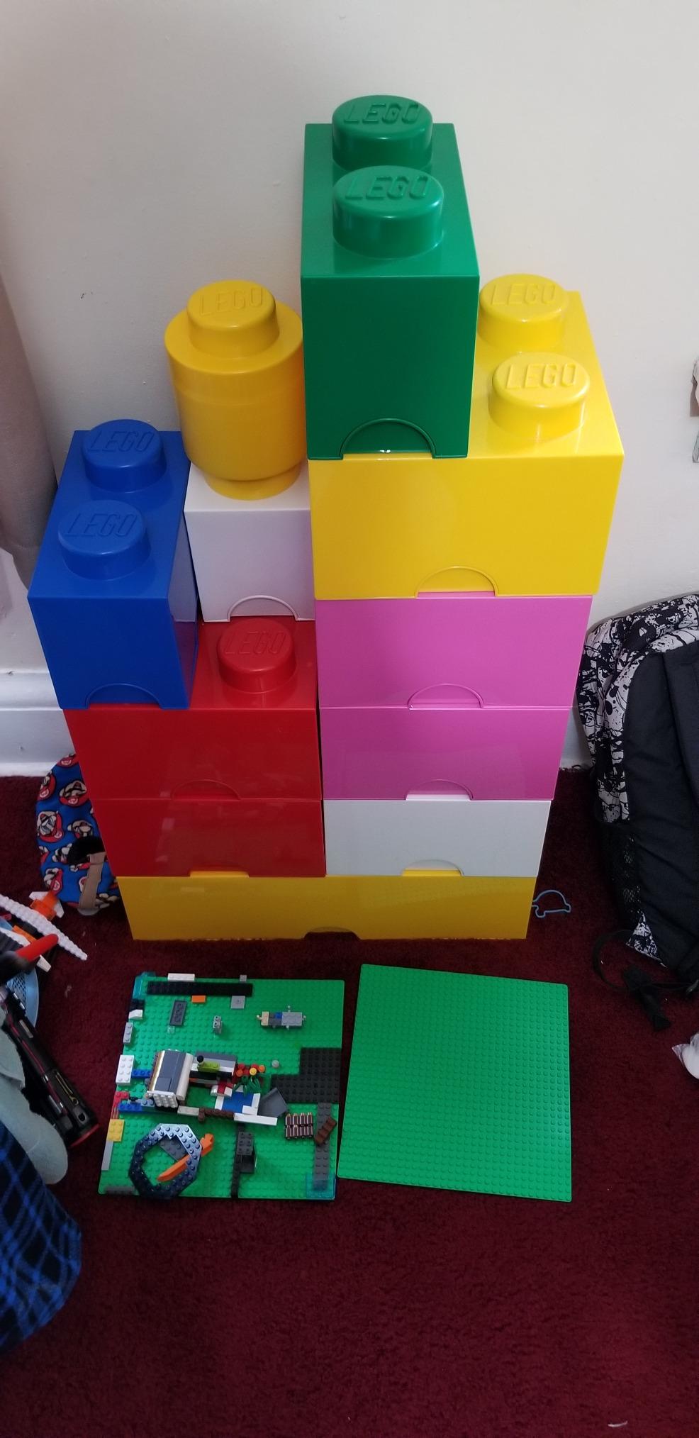 Room Copenhagen LEGO Brick Box Stackable Storage Containers - Decorative Organizational Building Blocks for Kid's Toys and Accessories - Brick 4, Light Royal Blue customer photo 2