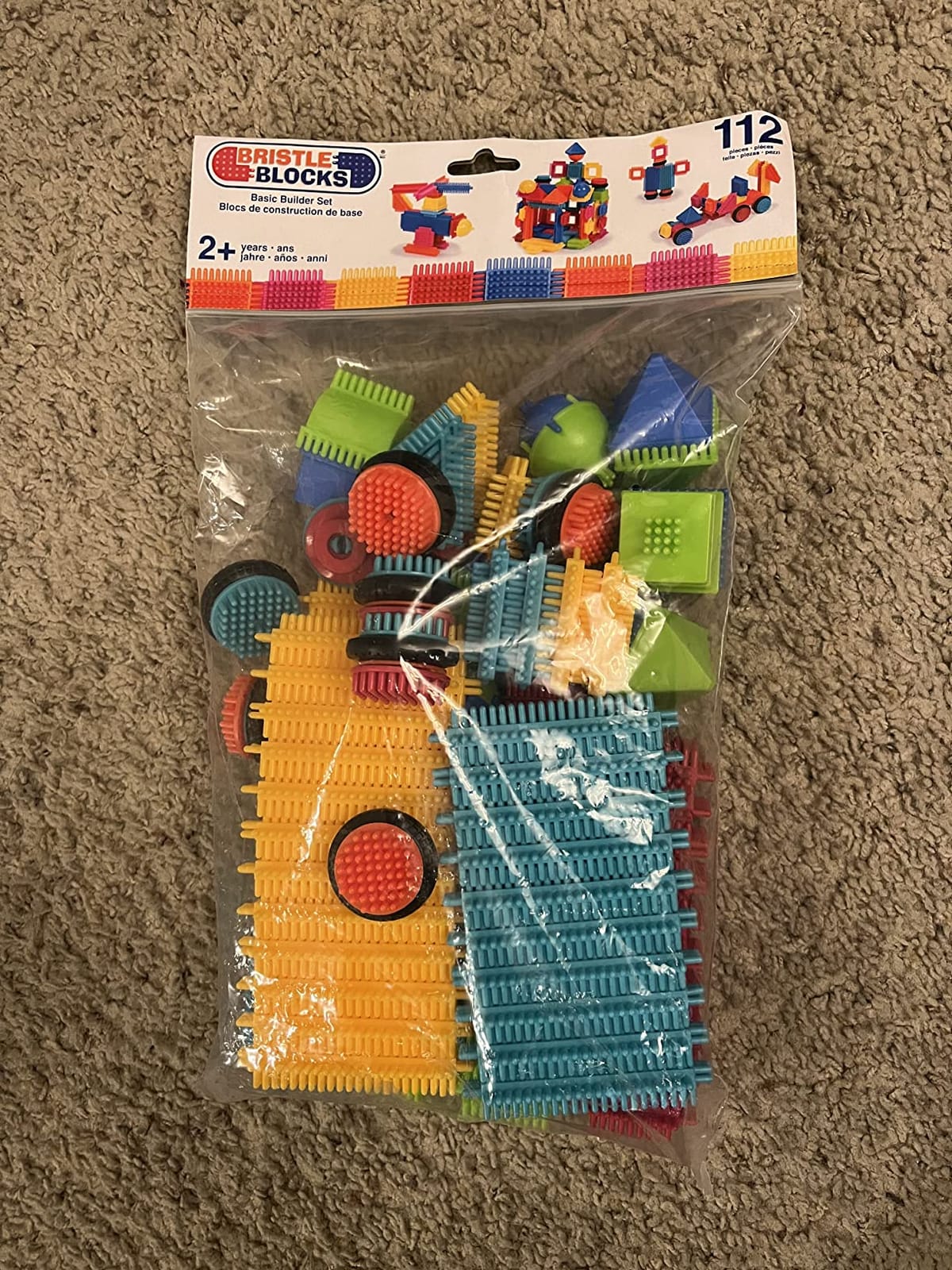 Battat Bristle Blocks Basic Builder Set, 112-Piece Building Blocks, Playset | Interlocking building blocks with soft bristles, assorted sizes and colors, plus 8 wheels for motion play, Playset, 2+ Years customer photo 2