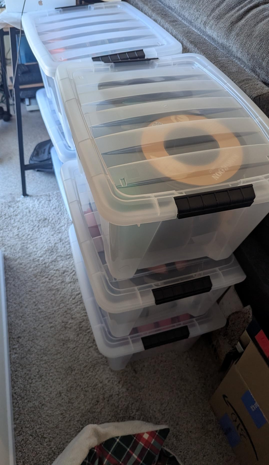 IRIS USA 6-Pack 54 Quart Storage Bins with Lids, Clear | Transparent design makes contents easy to find. Perfect for moving, blankets, clothing, and garage storage. Nestable design customer photo 2