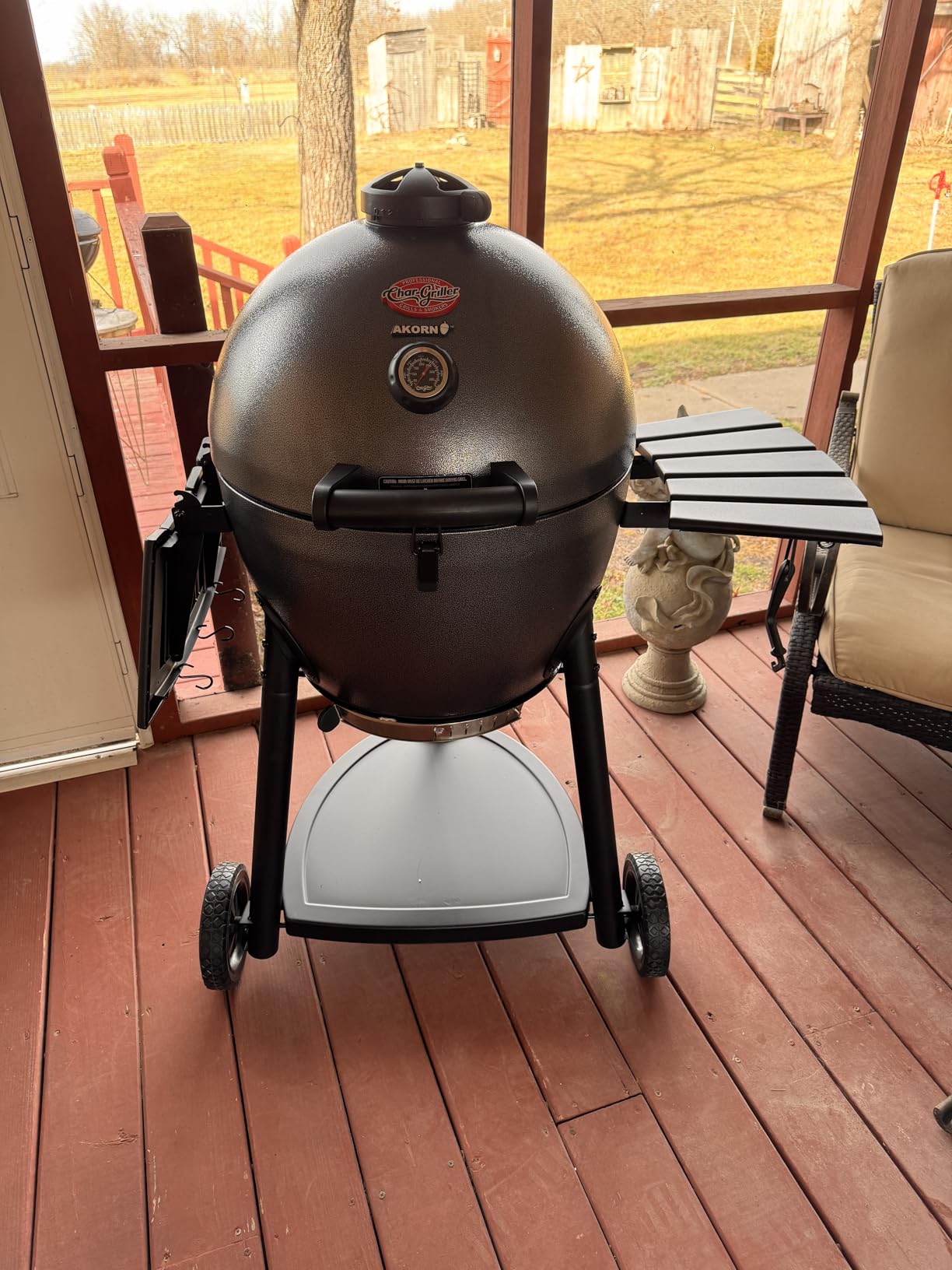 Char-Griller AKORN 20-Inch Kamado Charcoal Grill and Smoker, Triple-Wall Insulated Steel with Cast Iron Grates, Warming Rack and EasyDump Ash Pan, 445 Sq. In. Cooking Area, Graphite customer photo 2