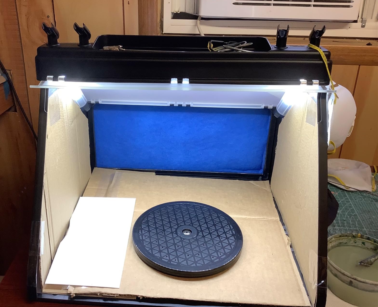 Master Airbrush Portable Airbrush Spray Booth Station with LED Lights | 25W Fan, Turntable & 6' Exhaust Hose, 16.5