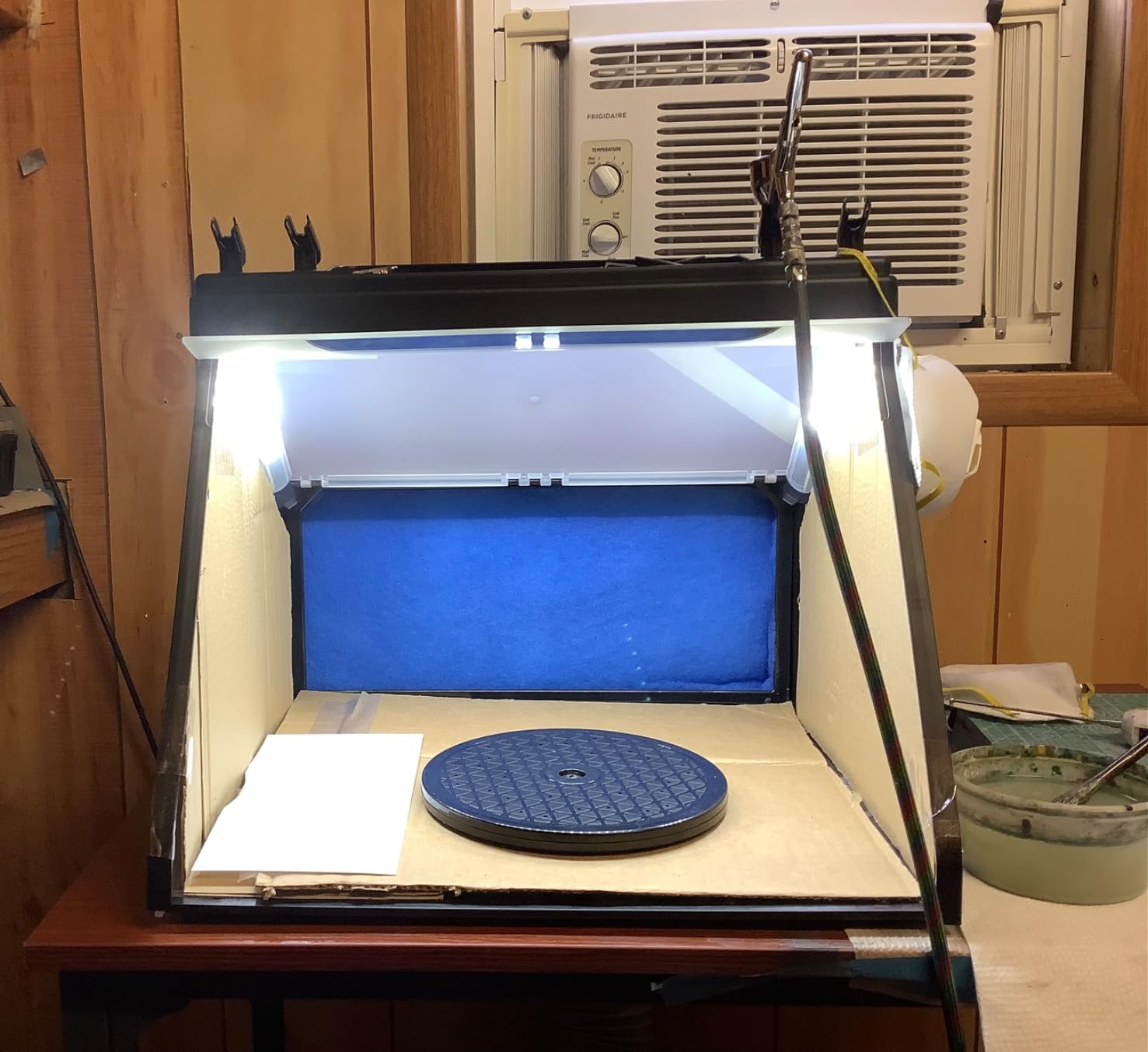 Master Airbrush Portable Airbrush Spray Booth Station with LED Lights | 25W Fan, Turntable & 6' Exhaust Hose, 16.5