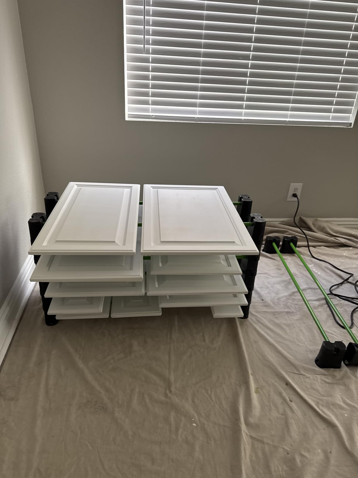 Portable Paint Drying Rack: Adjustable 10-Level Paint Rack for Cabinet Doors, Trim, Full-Size Doors, Art Projects. Space Saving, Heavy Duty, Powder Coated Steel, 500lb Capacity Door Painting Stand customer photo 2