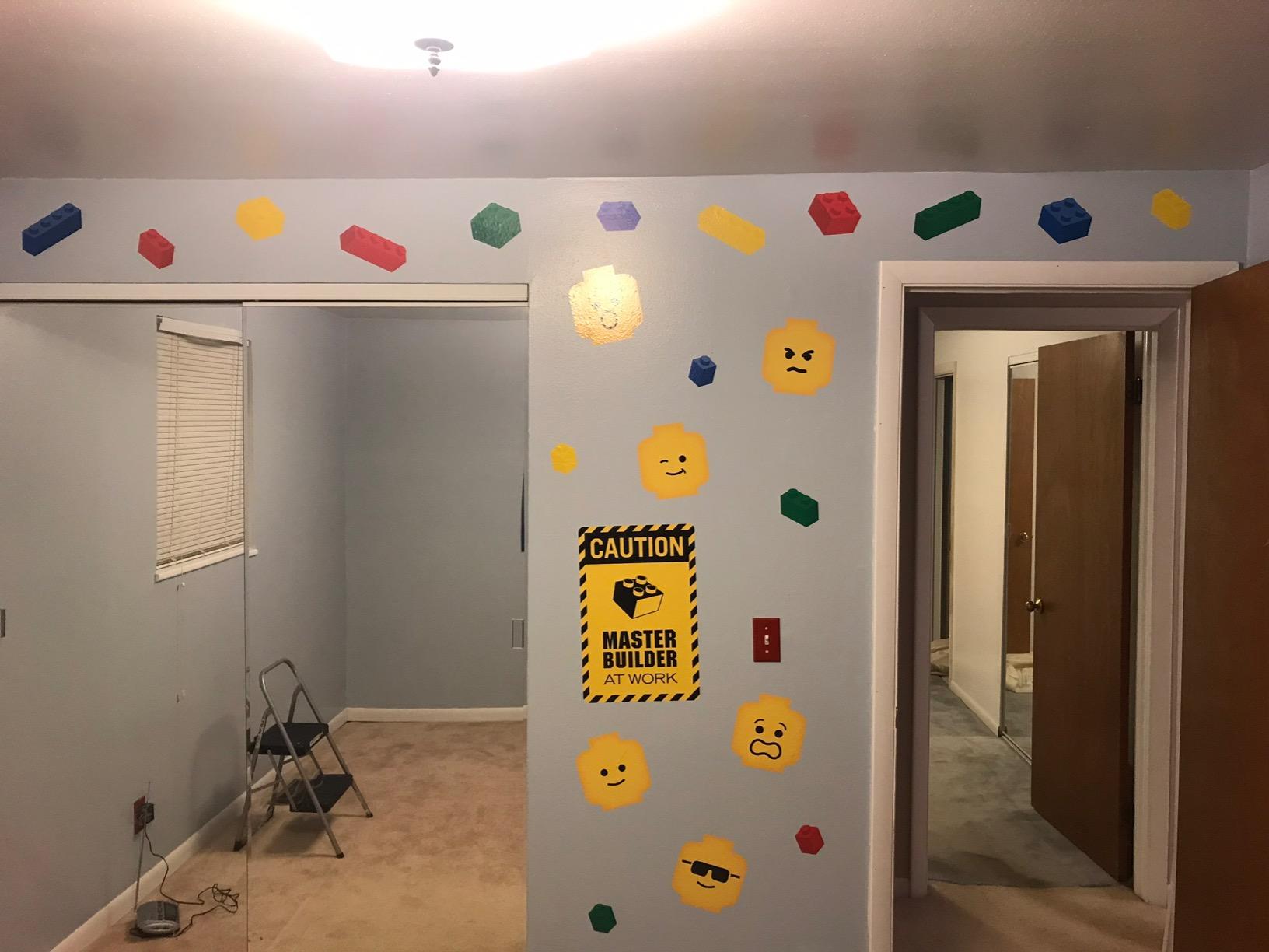 Lego Inspired Building Blocks Removable Fabric Wall Stickers (Set of 16, Primary Colors) customer photo 1