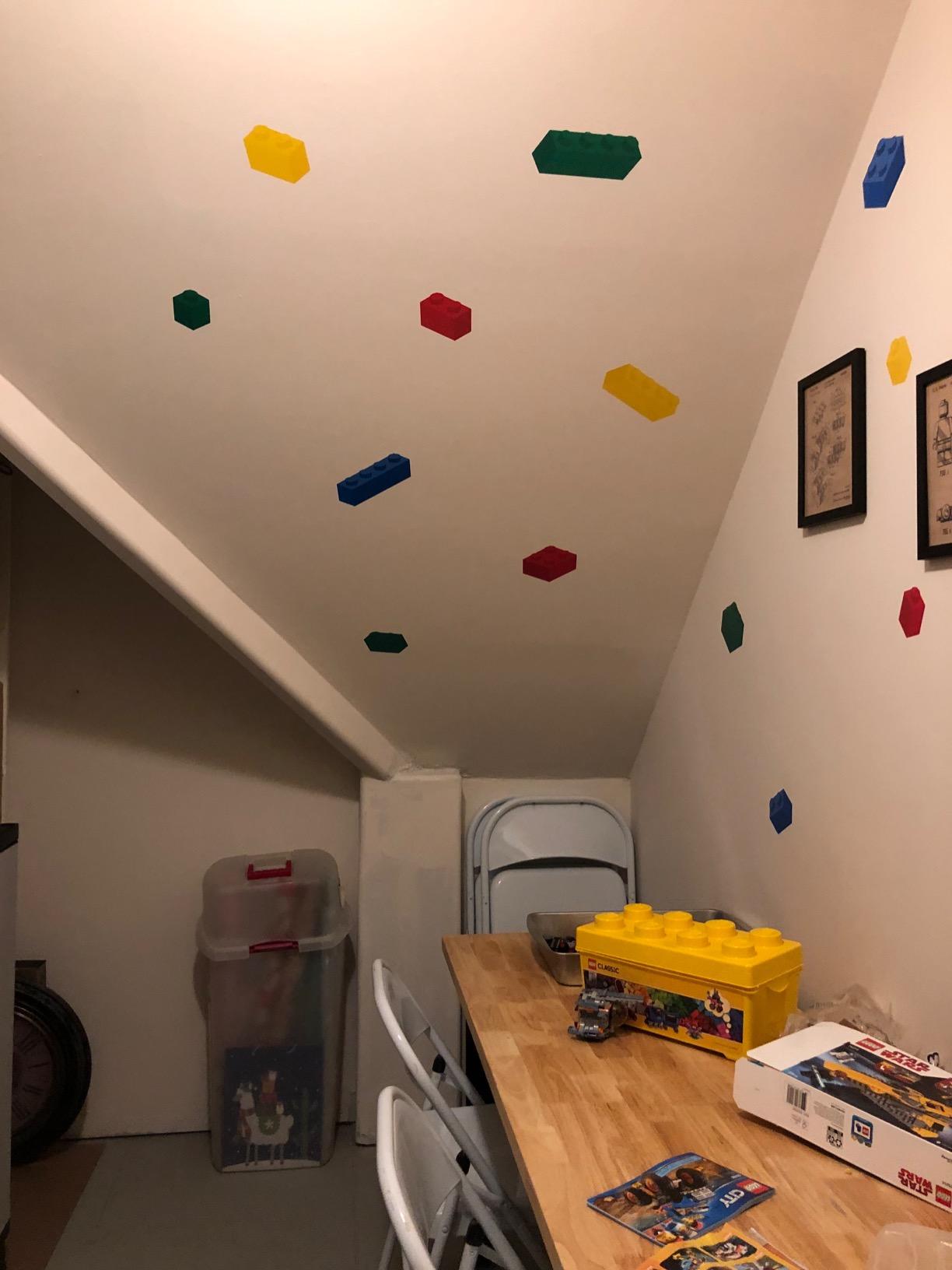 Lego Inspired Building Blocks Removable Fabric Wall Stickers (Set of 16, Primary Colors) customer photo 2