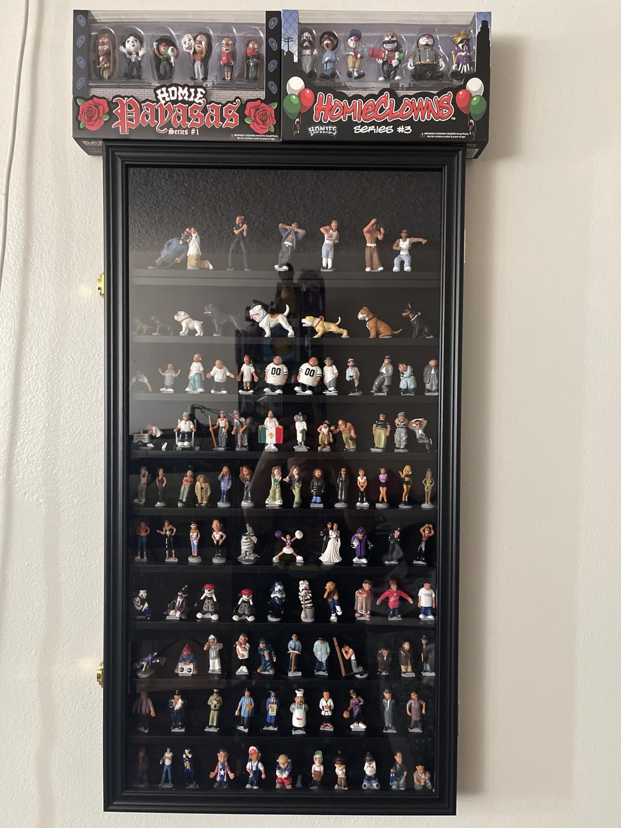 Minifigure Display Case - Building Block Toy Wall Cabinet Showcase for Small Miniature Collectibles Mini Brands Thimbles, Lockable UV Protection Door (Black Finish Frame) customer photo 2