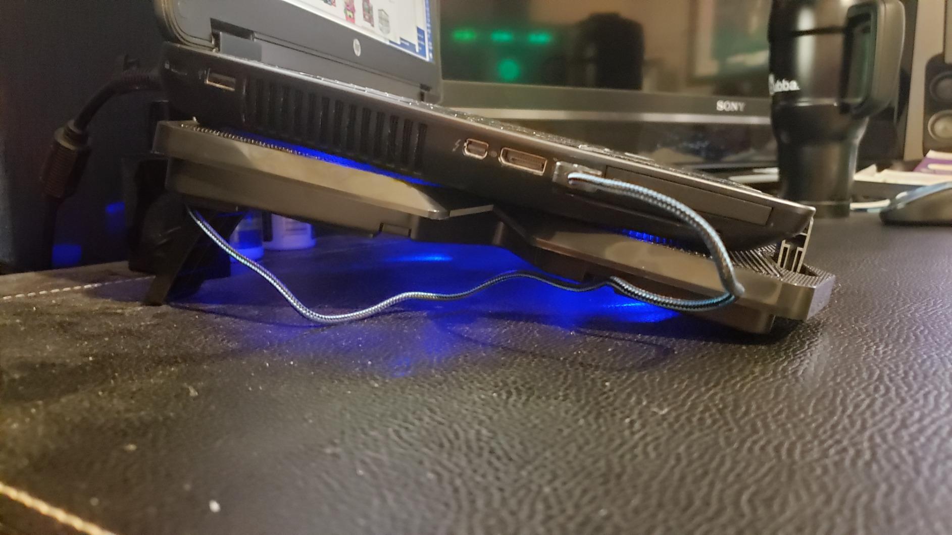 KLIM Wind Laptop Cooling Pad - More Than 500 000 Units Sold - New Version - The Most Powerful Rapid Action Cooling Fan - Laptop Stand with 4 Cooling Fans at 1200 RPM - USB Fan - PS5 PS4 - Blue customer photo 1