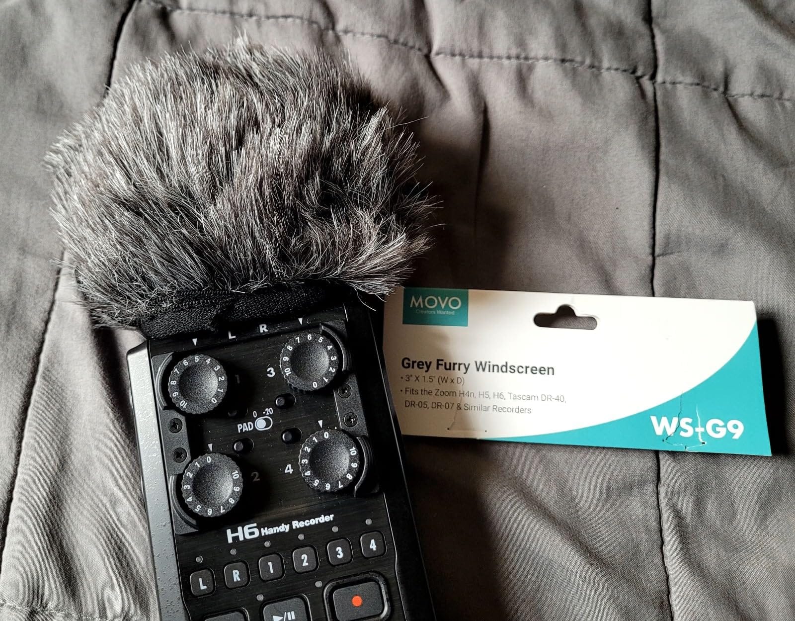 Movo WS-G9 Furry Outdoor Microphone Windscreen Muff, Dark Gray | Portable Digital Recorders up to 3