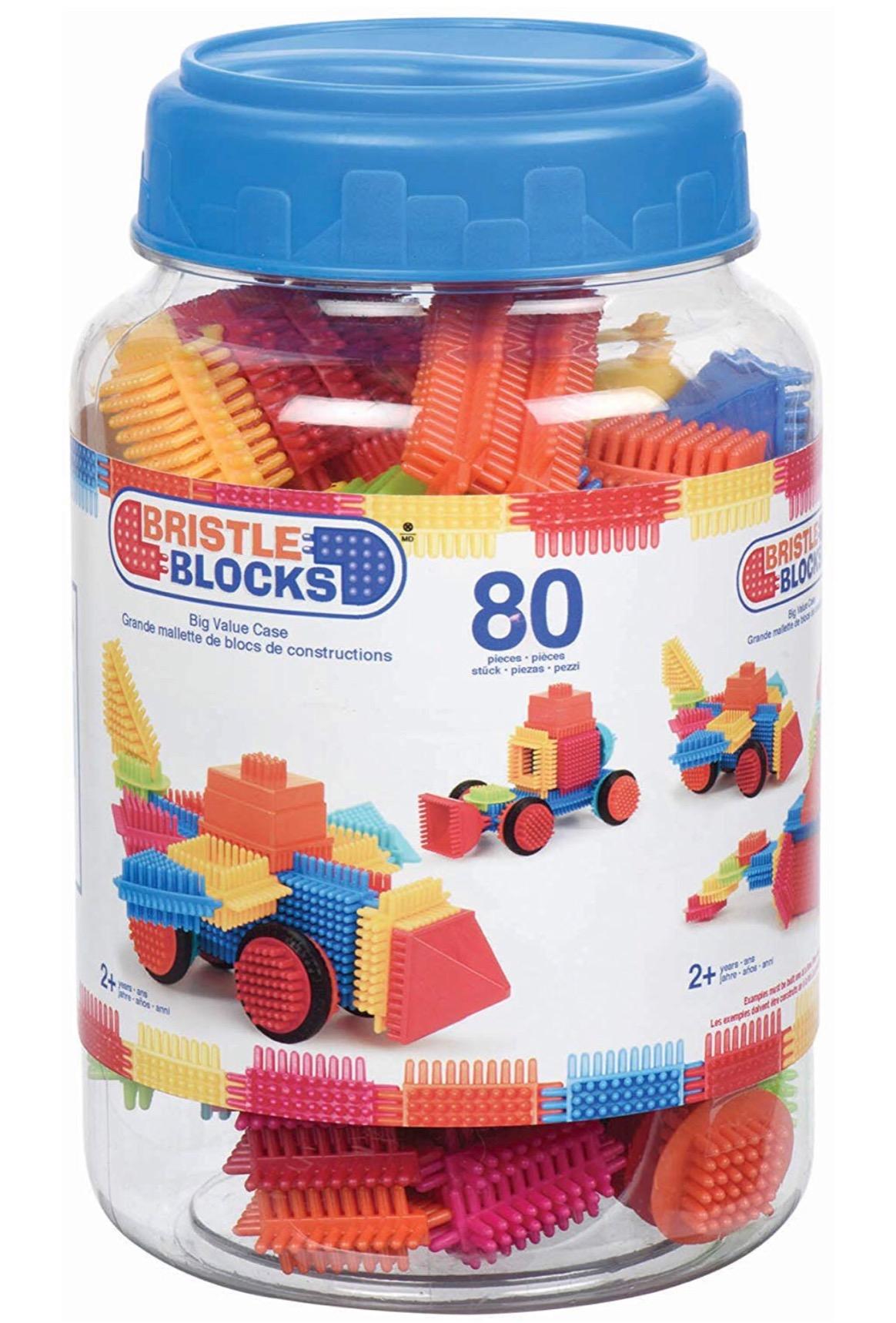 Battat Bristle Blocks Big Value Case, 80-Piece STEM Building Toy, Playset | Interlocking building blocks with toy characters, dog, 8 functional wheels, and handy storage jar for cleanup, 2+ Years customer photo 2