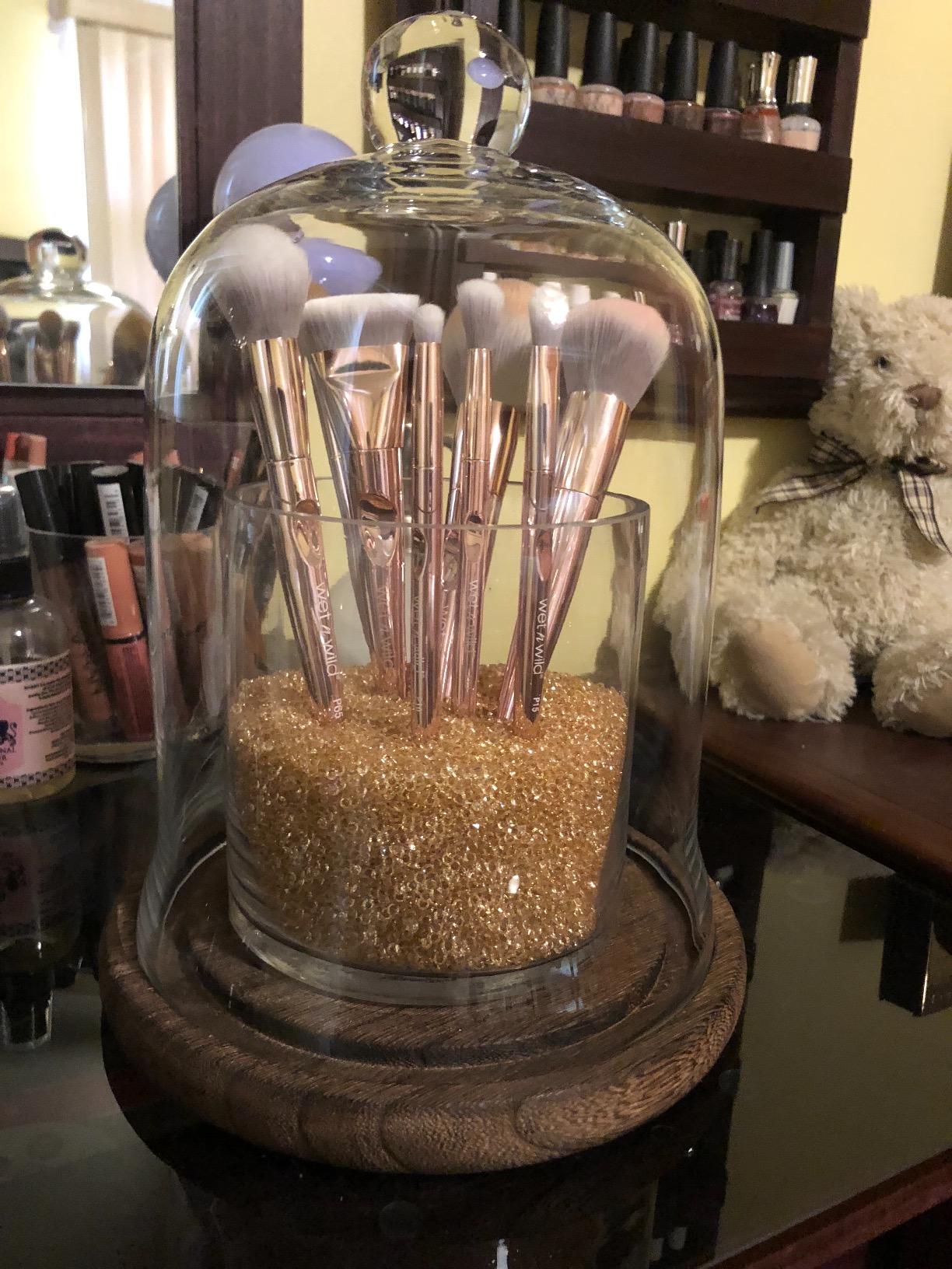 MyGift 9 Inch Clear Glass Cloche Dome Bell Jar With Wood Base | Top Handle Design, Brown Wood Platform, Transparent Cover, Collectible Display, Tabletop Décor, Keepsake Protection customer photo 1
