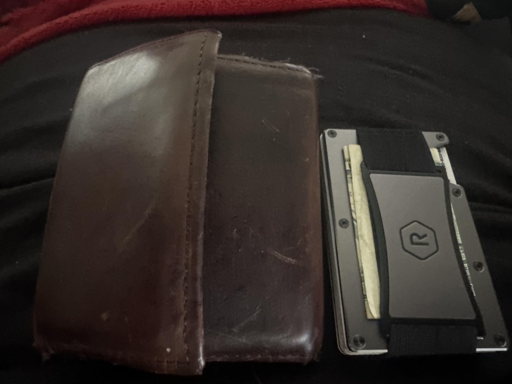 Ridge Wallet for Men - Slim Minimalist Compact Wallet and Card Holder, RFID Protected Front Pocket Wallets for Men with Integrated Cash Strap (Gunmetal) customer photo 2