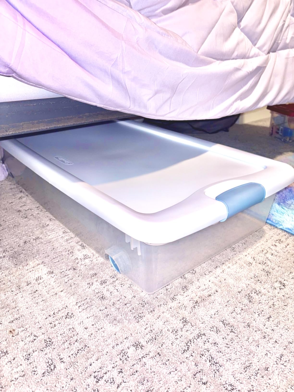 Sterilite 4-Pack 56 Quart Wheeled Latching Box, Underbed Clear Plastic Storage Organizer - Under Bed Rolling Container Bin with Lid and Wheels for Home or Dorm Bedrooms and Closets customer photo 2