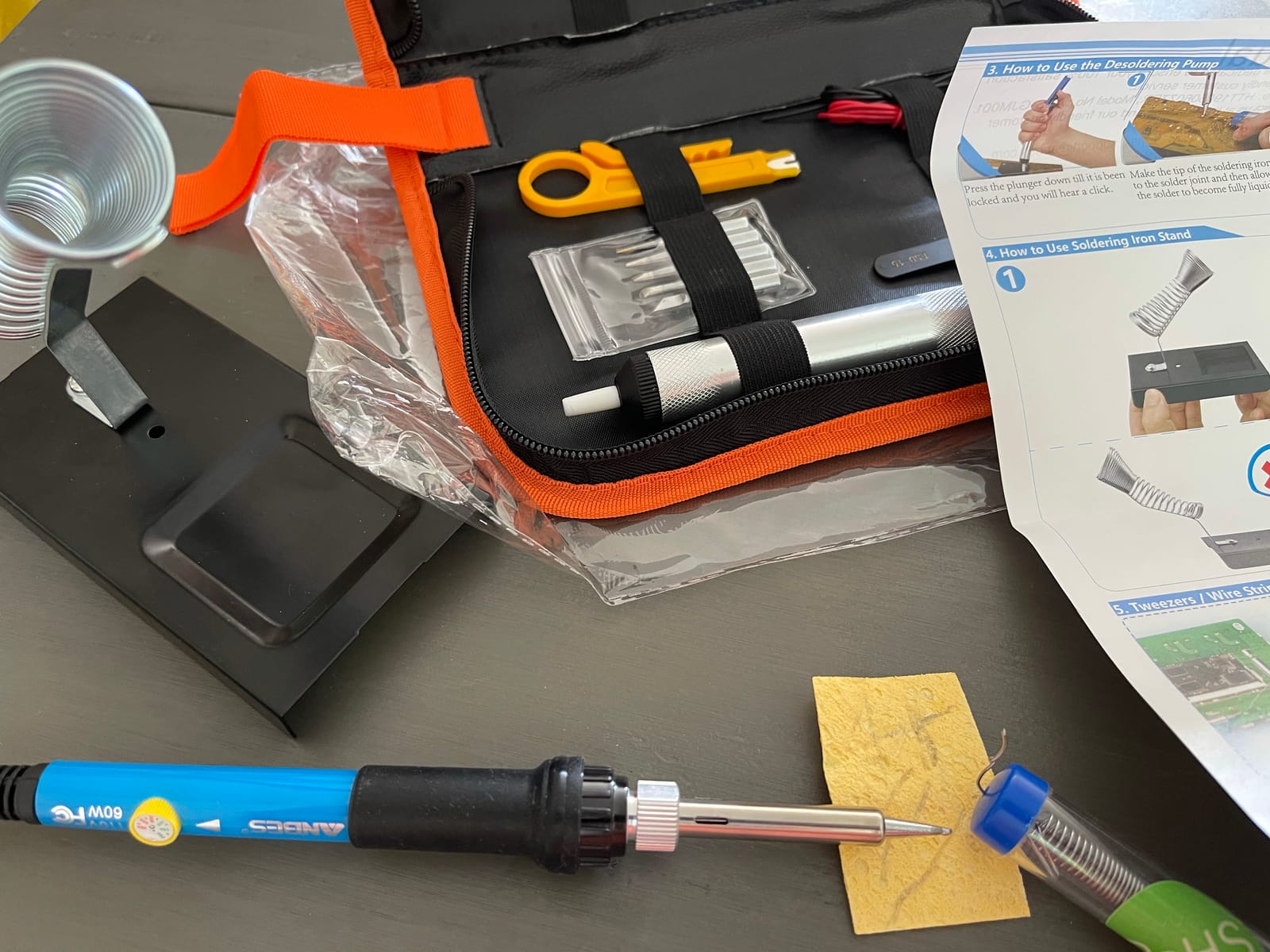 Soldering Iron Kit Electronics,60W Adjustable Temperature Welding pen - Precision Soldering Iron 5pcs Soldering Tips, Desoldering Pump, Soldering Iron Stand, Tweezers for Electr Repair, DIY, PCB customer photo 2