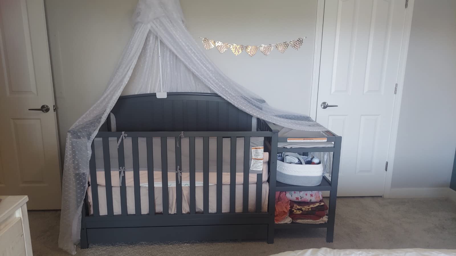 Storkcraft Steveston 5-in-1 Convertible Crib & Changer, Gray customer photo 2