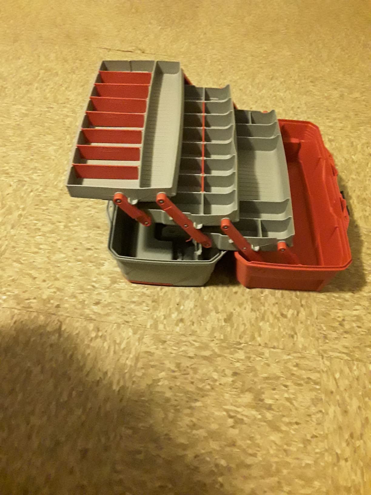 Flambeau Outdoors 6383TB 3-Tray Tackle Box - Classic Fishing Lure Storage Organizer, Large Portable Tackle Box, 32 Tray Compartments, Red/Gray customer photo 1