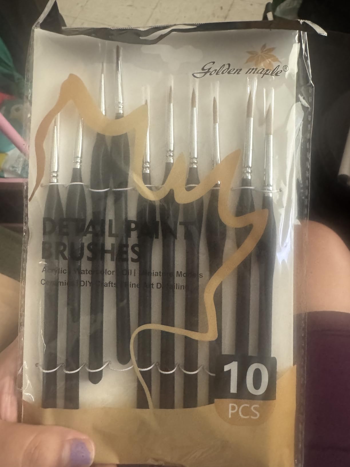 Golden Maple Detail Paint Brushes Set 10pcs Miniature Brushes for Fine Detailing & Art Painting - Acrylic, Watercolor, Oil, Models customer photo 2
