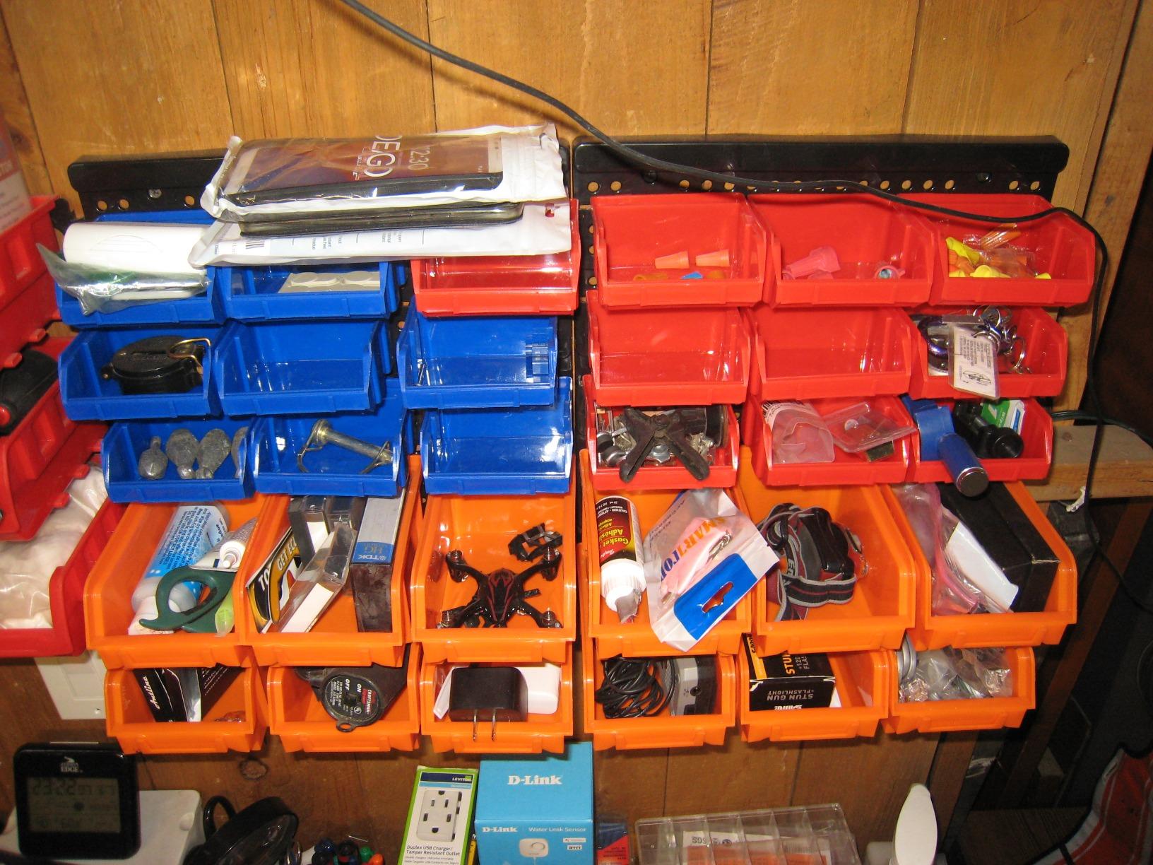 Wall Mounted Storage Bins Parts Rack 30PC Organizer Garage Plastic Shop Tool for Men's Gift, Blue,Orange,Red customer photo 1