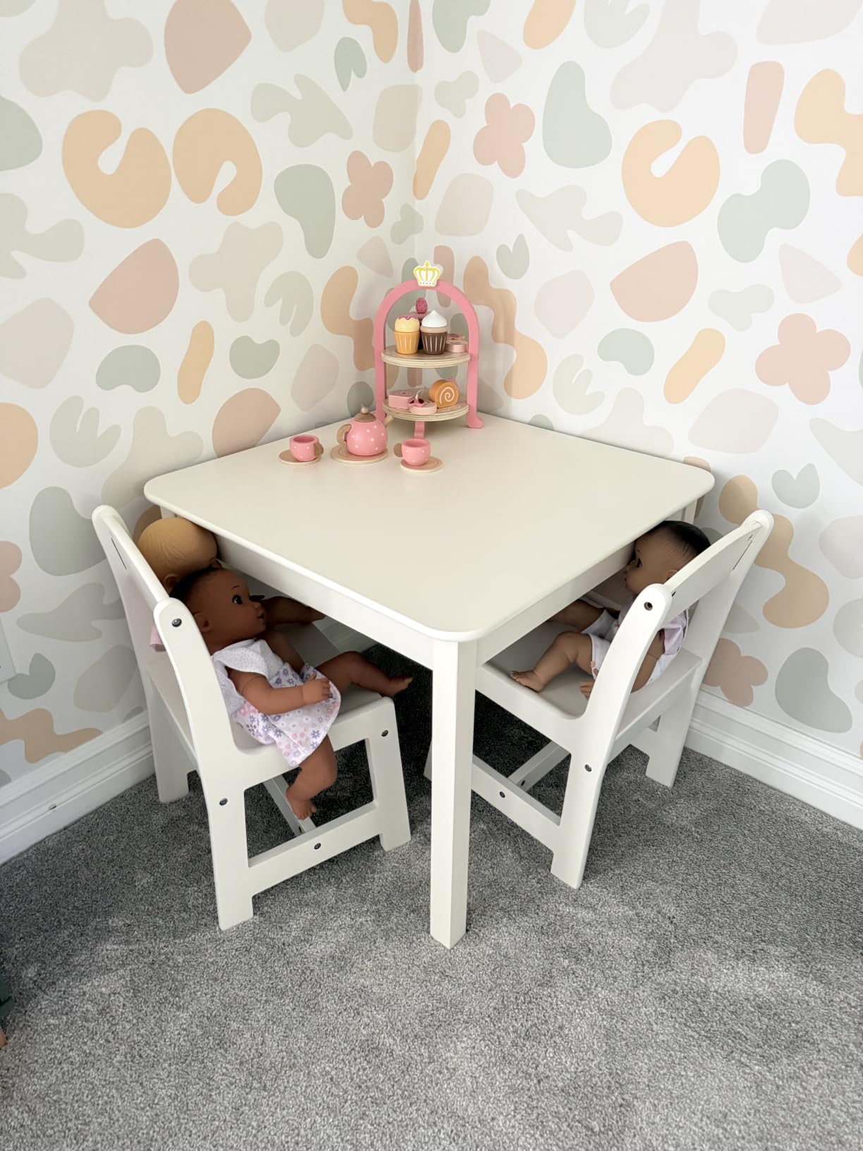 Delta Children MySize Kids Wood Table and Chair Set (2 Chairs Included) - Ideal for Arts & Crafts, Snack Time & More - Greenguard Gold Certified, Grey, 3 Piece Set customer photo 1