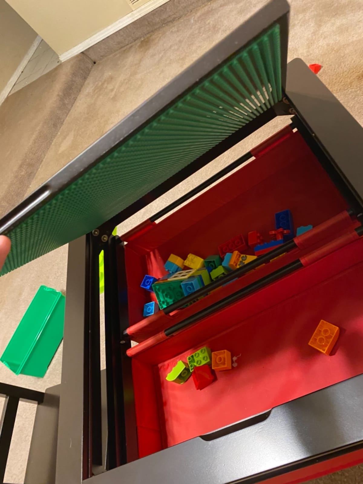 UTEX 2 in 1 Kids Construction Play Table and Chairs Compatible with Lego | Wooden Kids Building & Activity Table Set with Pull-Out Fabric Drawer, Reversible Tabletop, Water-based Paint, Smooth Edges customer photo 2