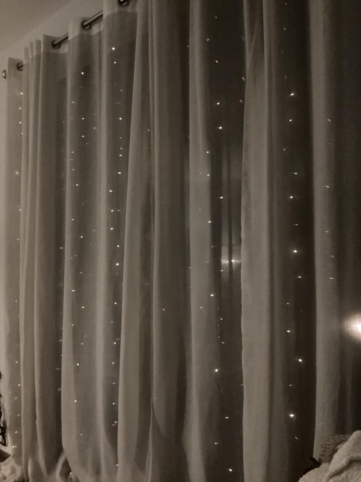 JMEXSUSS 300 LED Remote Control Curtain Lights, Plug in Fairy Curtain Lights Outdoor, Window Wall Hanging String Lights for Bedroom Indoor Dorm Backdrop Wedding Party Patio Christmas Decor, Warm White customer photo 2