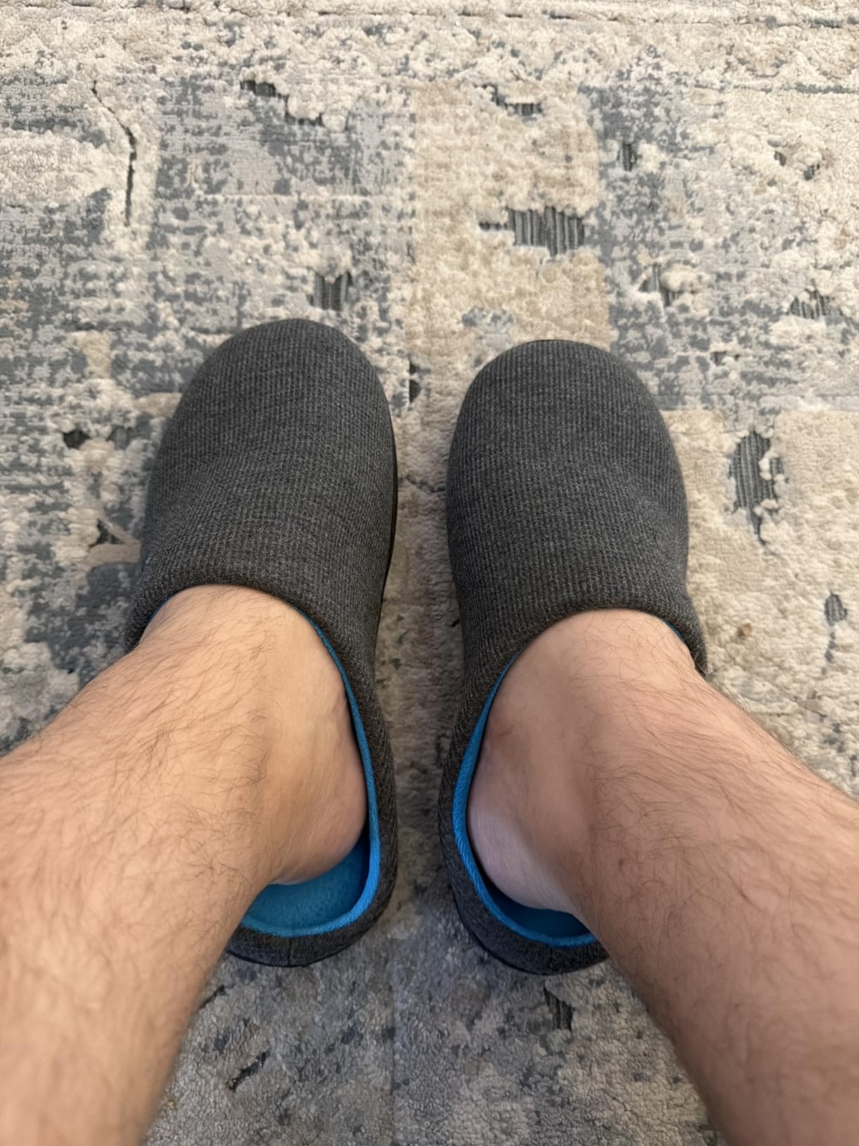 VeraCosy Men's Two-Tone House Slippers Memory Foam Indoor Rubber Sole customer photo 1