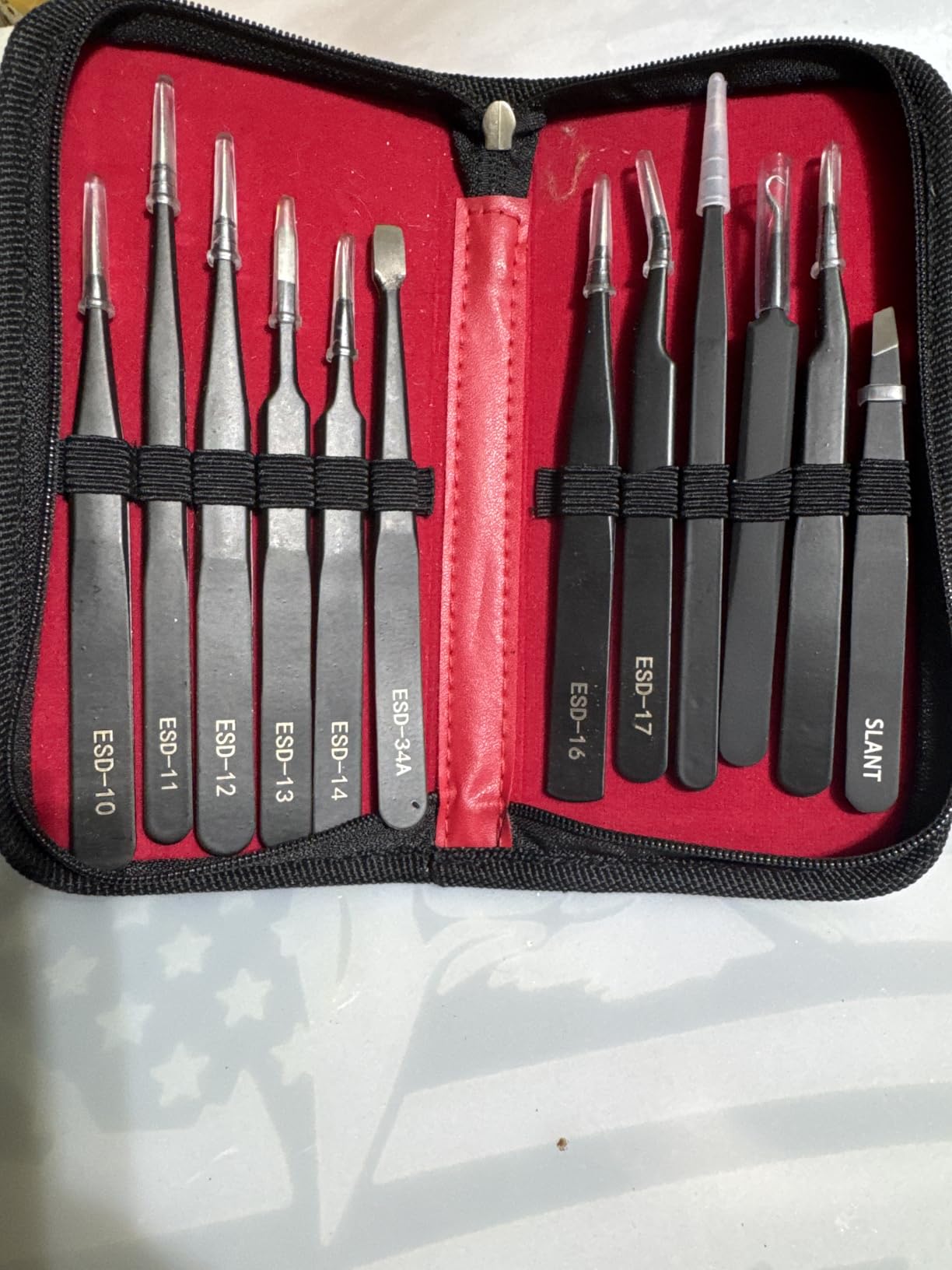 Antonki 12-in-1 Precision Metal Tweezers Set with Leather Case | High Quality, 1.5mm Thick, Strong Hardness, Rustproof, Anti-Static, Tips Cover, Complete Set, Portable Design customer photo 1