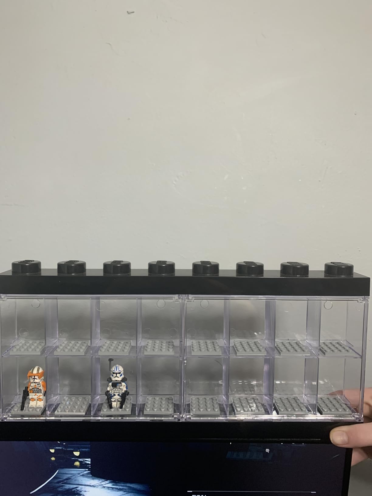 Room Copenhagen LEGO Minifigure Display Case, Stackable Storage Container for Desktop or Wall Mounting, 8 Stud, Medium Stone Grey | Holds 16 Standard Brick People customer photo 2