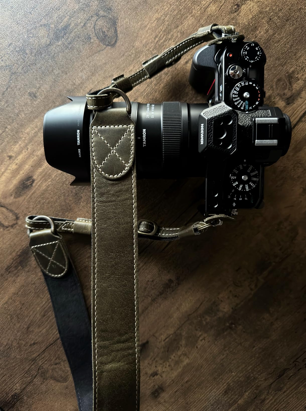 MegaGear Sierra Genuine Full-Grain Leather Camera Strap - Vintage Shoulder & Neck Strap for Canon, Sony, Fuji, Leica, Nikon, Olympus DSLR & Mirrorless - 39-47 in Adjustable, Hand-Stitched, Brown customer photo 2