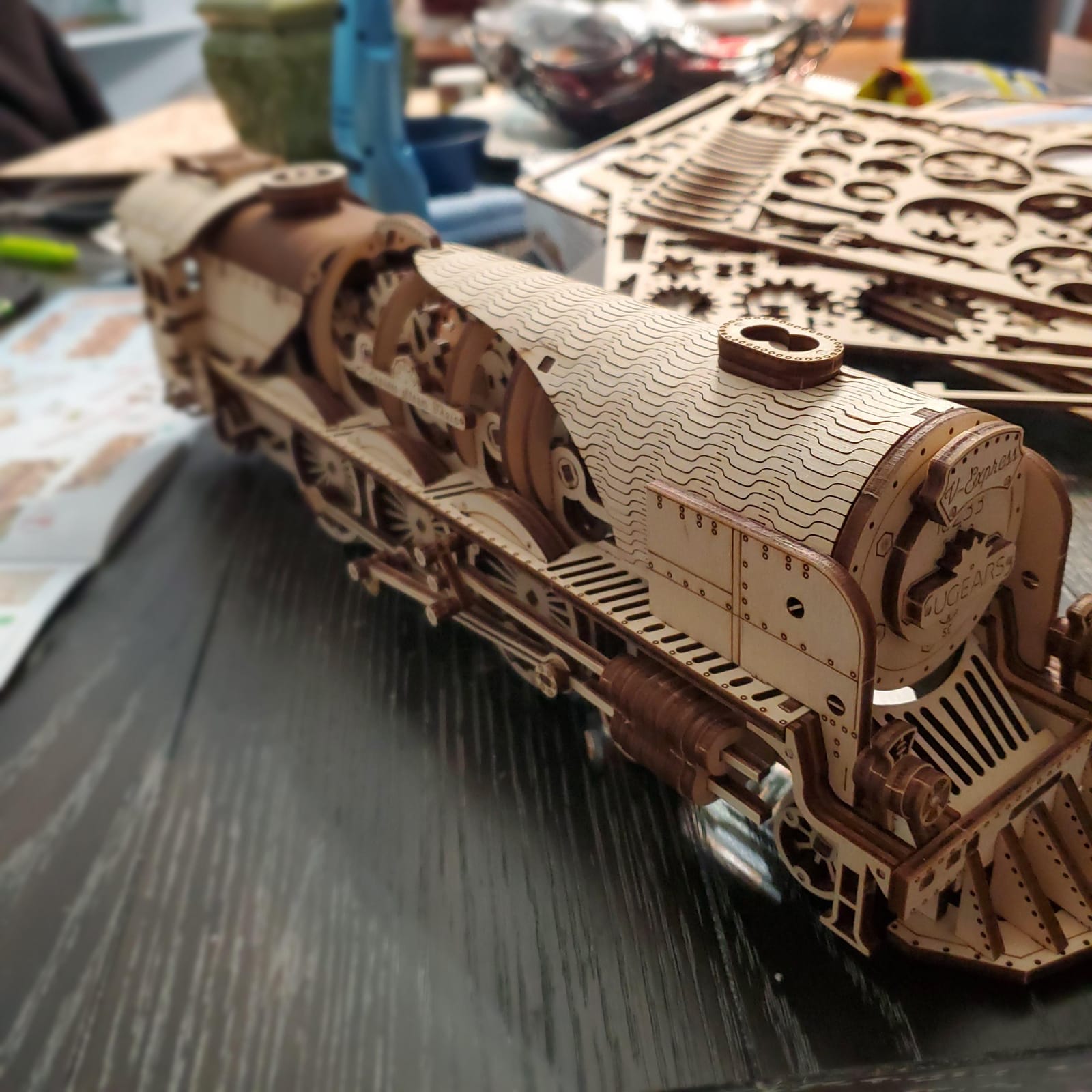 UGEARS V-Express Steam Train with Tender 3D Wooden Puzzles for Adults - Wooden Model Kits for Adults Model Train Steam Engine Kit Brain Teaser, Hobby Set Home Decoration customer photo 1