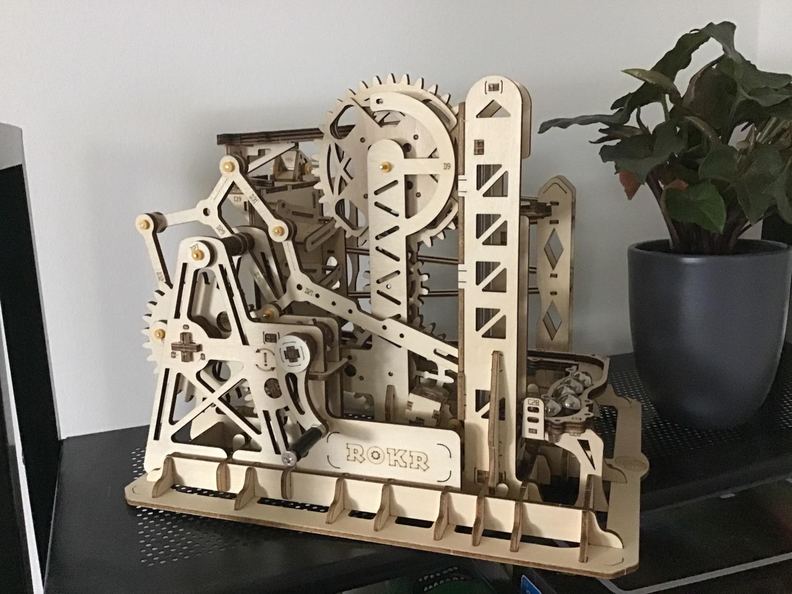 ROKR 3D Assembly Wooden Puzzle Brain Teaser Game Mechanical Gears Set Model Kit Marble Run Set (LG503-Lift Coaster) customer photo 1