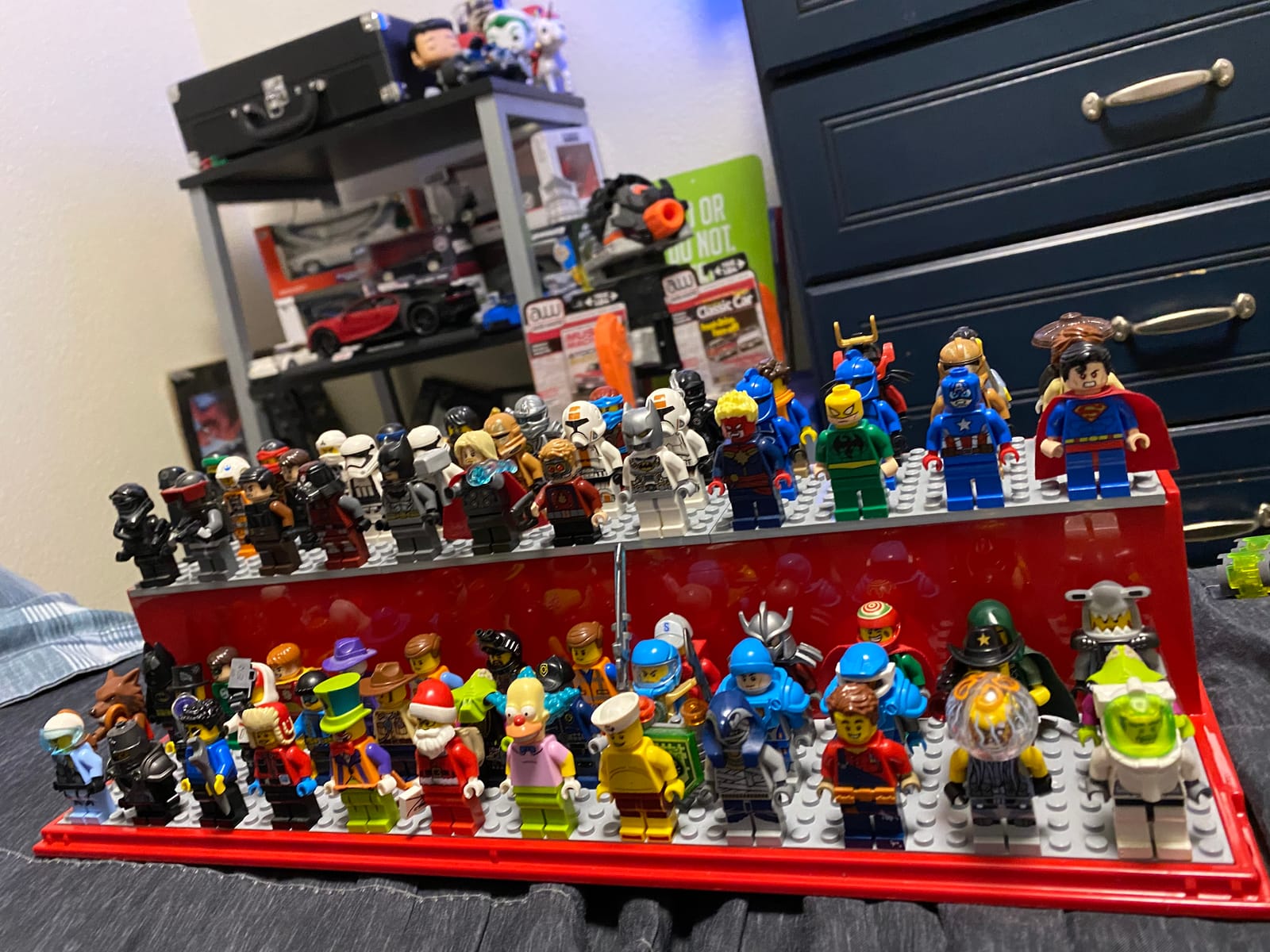 LEGO Play & Display Case Red with Grey Baseplates Dust-Free Storage | Display Solution for LEGO Sets and Minifigures, LEGO Box, Home Decor customer photo 2