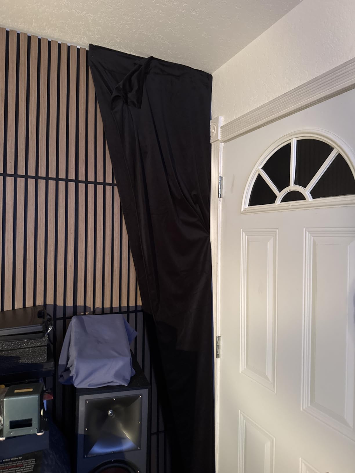 StangH Black Backdrop Curtains 96 inches Long - Thermal Insulated Velvet Drapes for Sliding Door, Blackout Bedroom Window Curtains for Theater/Living Room/Sun Room, Black, W100 x L96, 1 Panel customer photo 1