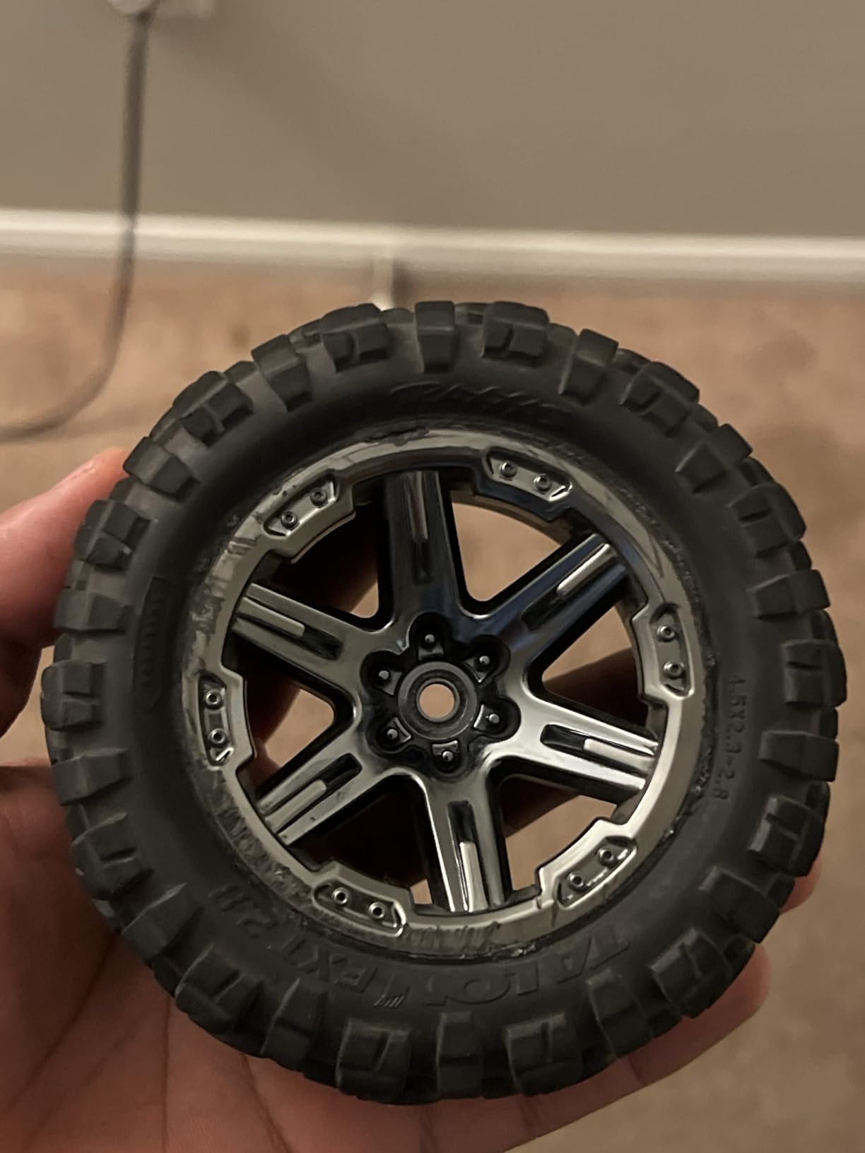Traxxas 6773X - Rustler 4x4 Tires & Wheels,Unisex Assembled, glued (2.8') (RXT Black Chrome Wheels, Talon Extreme Tires, Foam Inserts) (2) (TSM Rated) customer photo 2