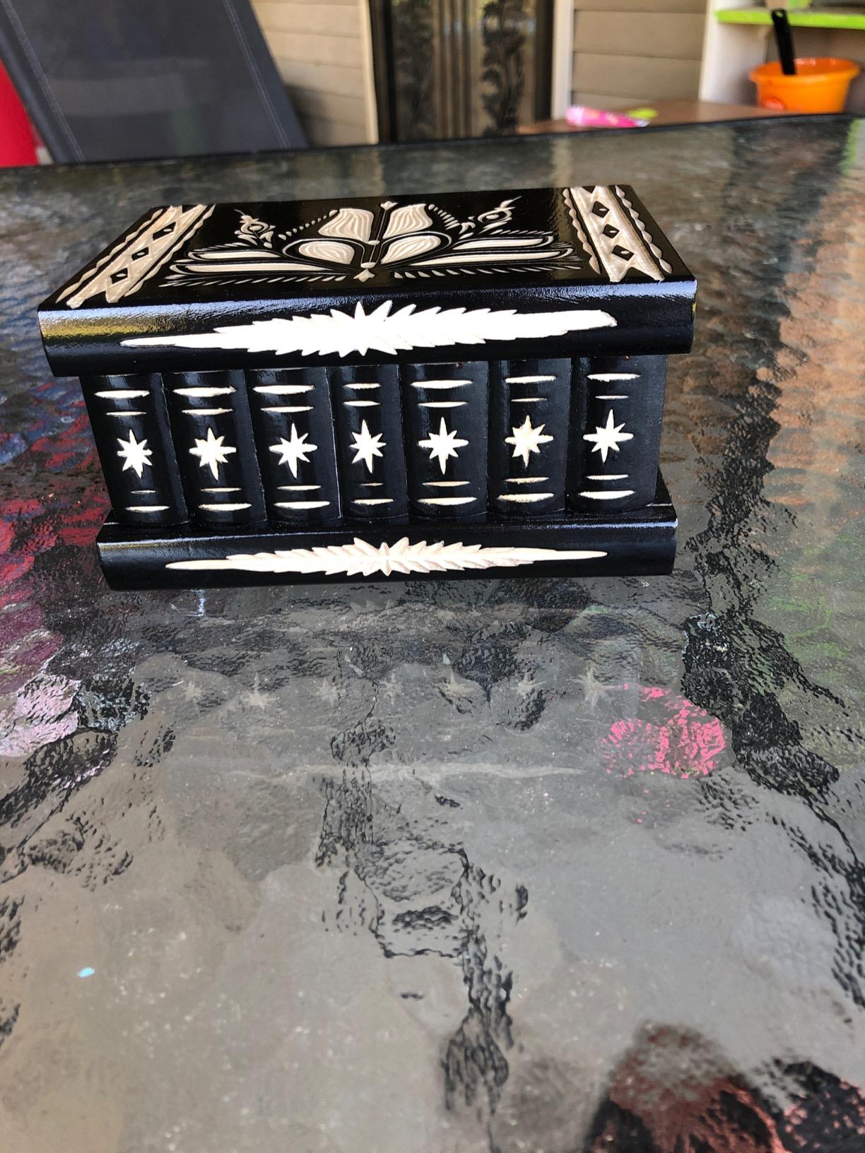 Puzzle Box with Hidden Compartments, Secret Lock and Key | Maple Wooden Puzzle Box in 5 Steps, Hand-Carved with Transylvanian Motifs for Adults and Kids. Ideal for Money and Gift Card customer photo 1