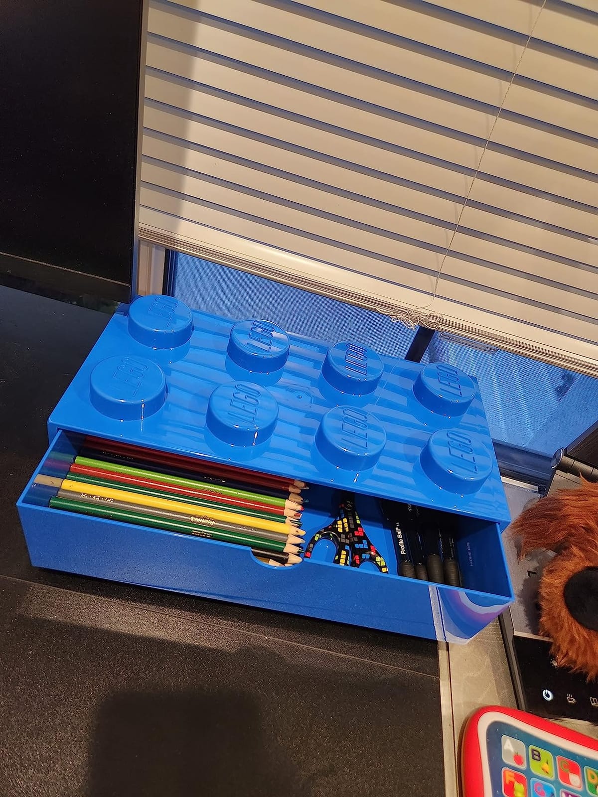 Room Copenhagen Lego Storage Brick 8 Desk Drawer, 8-Stud Stackable Tabletop Storage Box, 12.4 x 6.2 x 4.4 in, Bright Blue | LEGO Toys Desk Drawers Office Supplies and Stackable Storage Home Decoration Storage Box customer photo 2