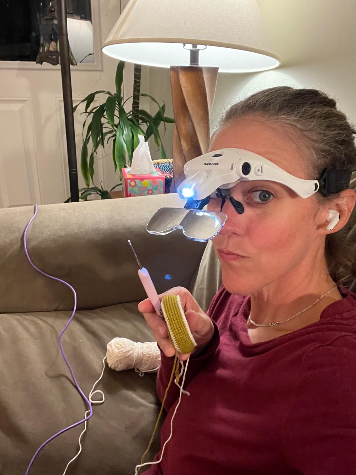 YOCTOSUN LED Head Magnifier, Rechargeable Hands Free Headband Magnifying Glasses with 2 Led, Professional Jeweler's Loupe Light Bracket and Headband are Interchangeable customer photo 2