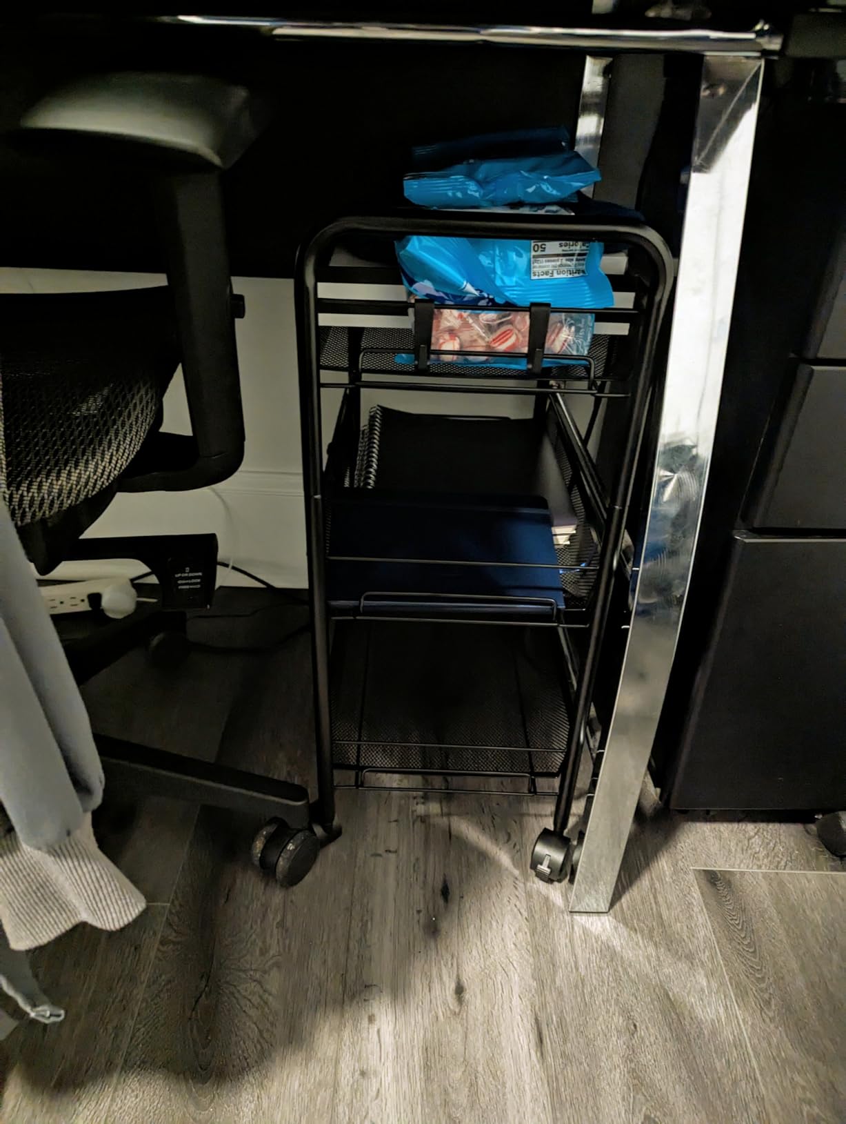 3-Tier Mesh Rolling Cart, 24.8