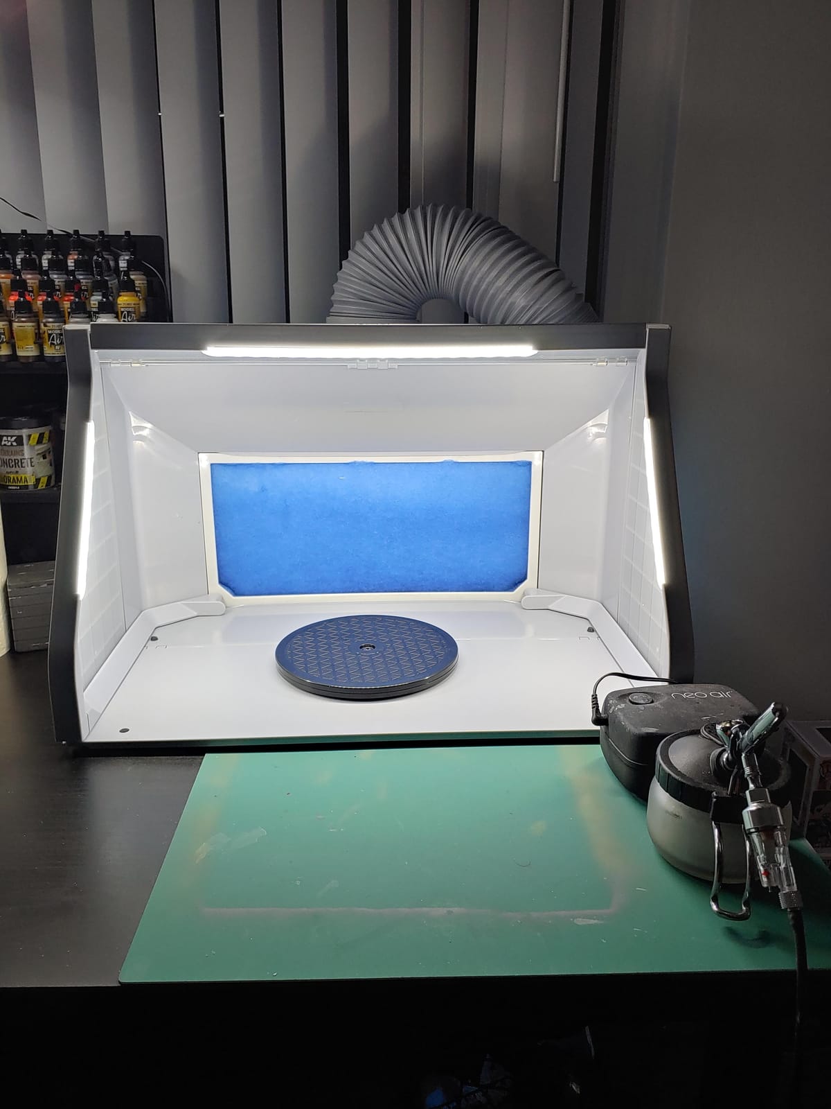 Airbrush Spray Booth, Large Space Portable Paint Booth for Crafts | Dual 34W fans deliver 9m3/min airflow with 2 layer filters to help capture particles & improve ventilation during airbrushing customer photo 1