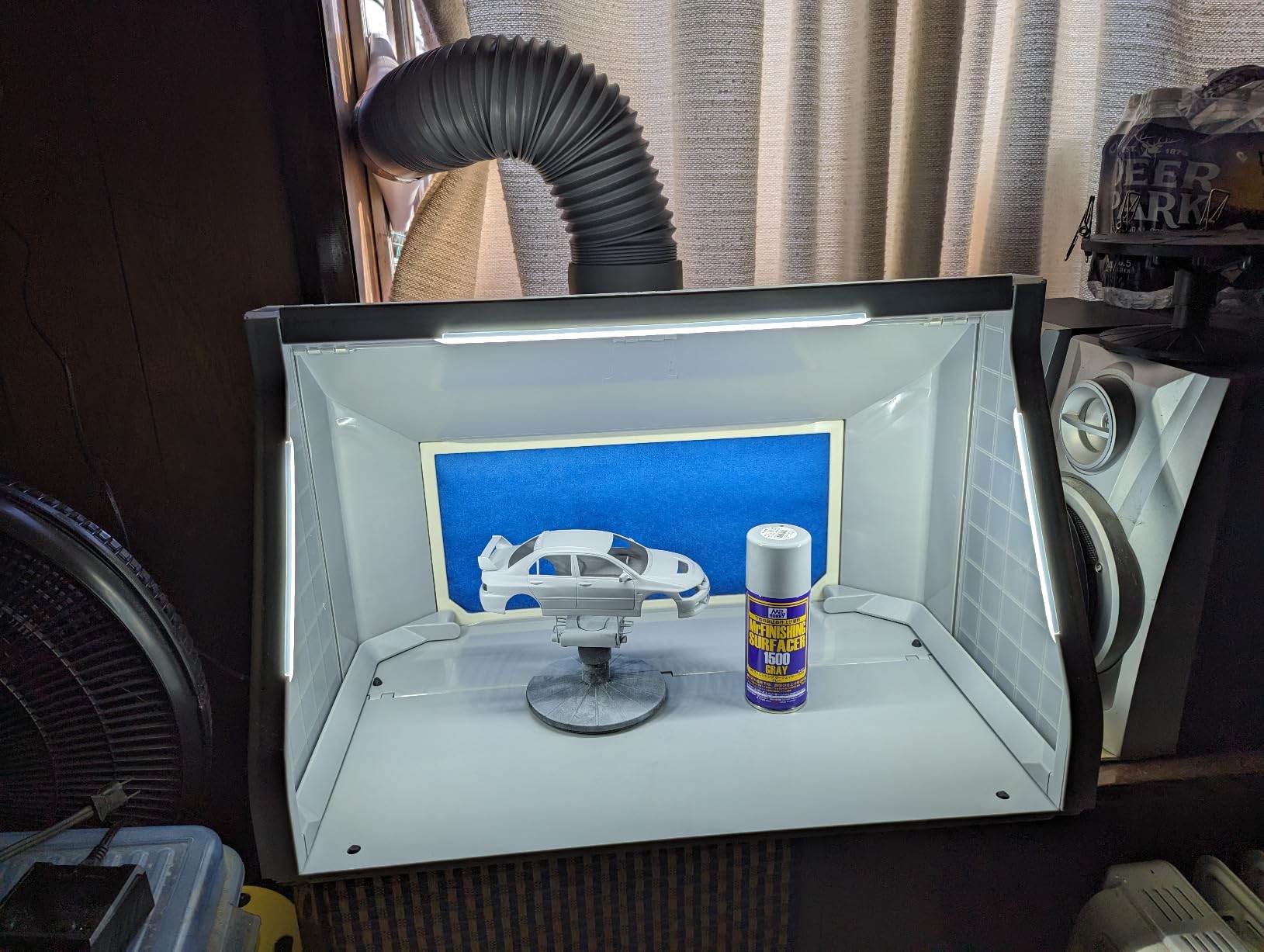 Airbrush Spray Booth, Large Space Portable Paint Booth for Crafts | Dual 34W fans deliver 9m3/min airflow with 2 layer filters to help capture particles & improve ventilation during airbrushing customer photo 2