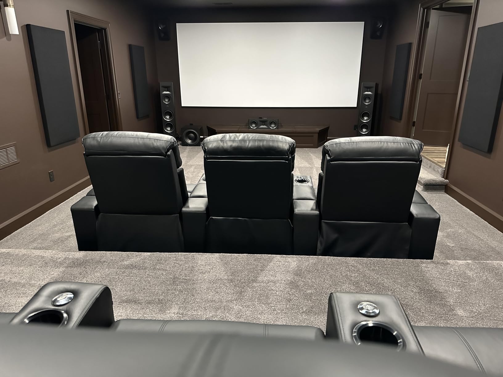 Valencia Piacenza 2025 Power Headrest Home Theater Seat - Premium Italian Leather Recliner with Cooling Gel Memory Foam, Motorized Headrest, USB Charging & LED Lights (Row of 3) customer photo 1