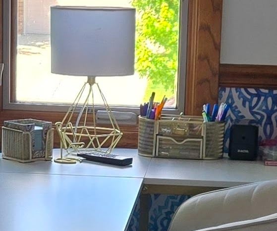 BLU MONACO | Gold Desk Organizer Set with Drawer | Metal Mesh Desk Accessories for Women | Stylish Desktop Organizer for Office Storage, Supplies & Small Stationery customer photo 1