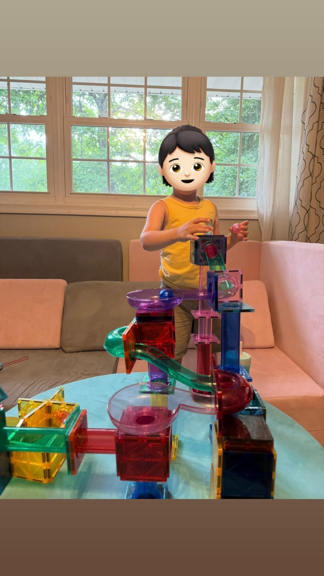 PicassoTiles 100 Piece Marble Run Magnetic Tiles Race Track STEM Ages 3+ | BPA-free ABS plastic, reinforced edges, curved slopes and U-turns, steel balls included, open-ended maze layouts, shared play customer photo 1