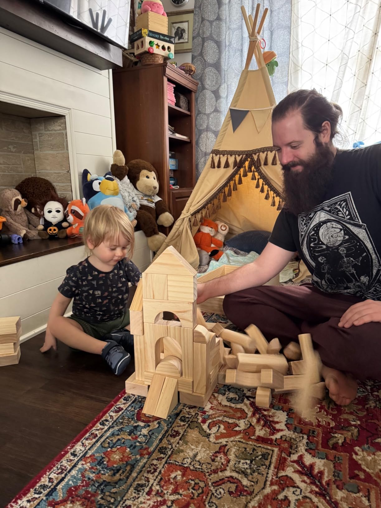 Large Wooden Blocks for Toddlers 1-3, 64Pcs Big Wood Building Blocks Set | Wooden Storage Box, Large Toddler Blocks Building and Stacking Toys Construction Set, Natural Child Safe Solid Wood Blocks customer photo 1