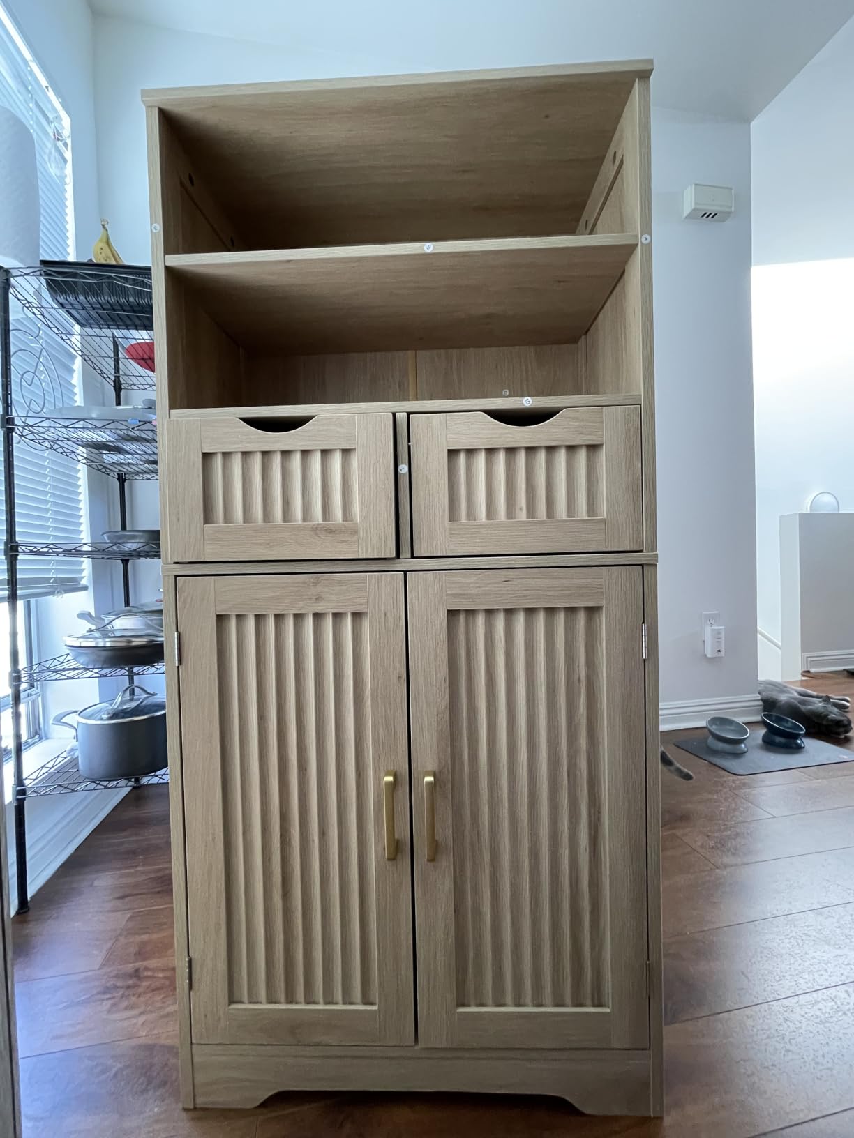 Iwell Storage Cabinet with 2 Drawers & Adjustable Shelves, Cupboard, Floor Cabinet for Living Room, Home Office, Rustic Brown customer photo 2